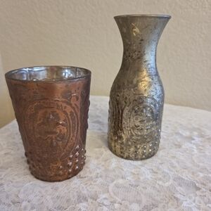 2 Mercury Glass Hobnail Vases/Candle Holders from Anthropologie